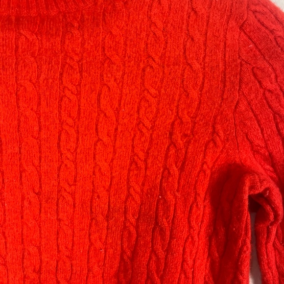 J.crew Women Turtle Neck Cable Knit Sweater Sz XS Cashmere Wool Fitted Y2K Red - Picture 3 of 10